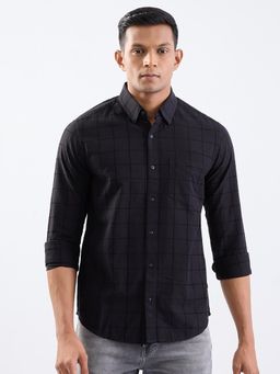 Spykar - Jet Black Slim Fit Casual Shirt for Men