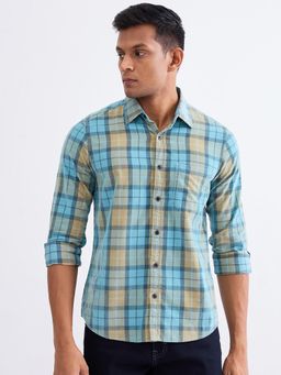 Spykar - Cameo Blue Slim Fit Casual Shirt for Men