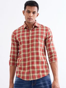 Spykar - Brick Red Slim Fit Casual Shirt for Men
