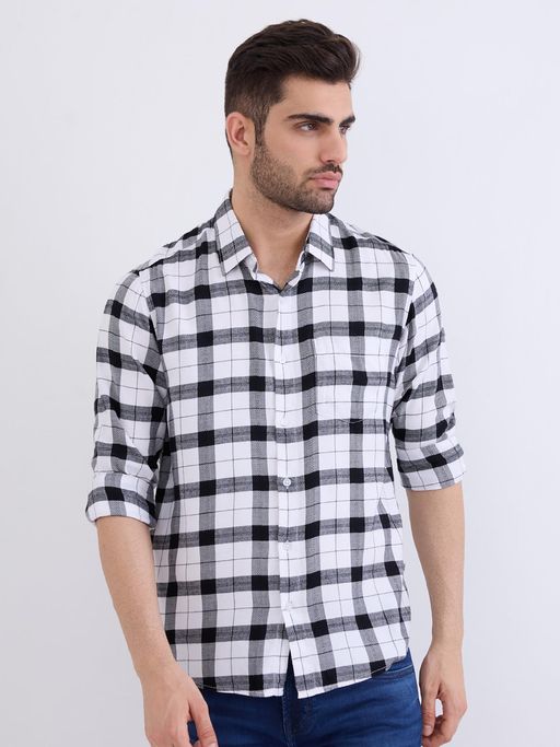 Spykar White Slim Fit Casual Shirt for Men