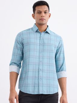 Spykar - Cameo Blue Slim Fit Casual Shirt for Men