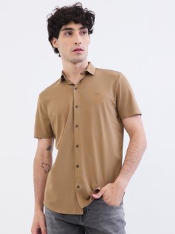 Spykar - Taupe Slim Fit Casual Shirt for Men