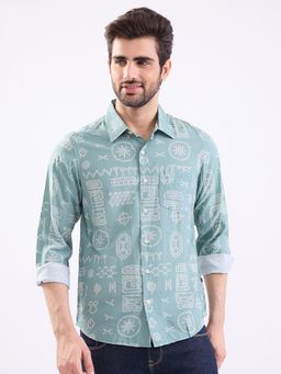 Spykar - Granite Green Slim Fit Casual Shirt for Men