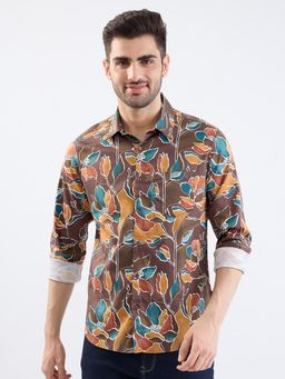 Spykar - Friar Brown Slim Fit Casual Shirt for Men
