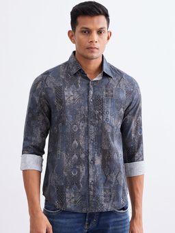 Spykar - Moonlight Blue Slim Fit Casual Shirt for Men