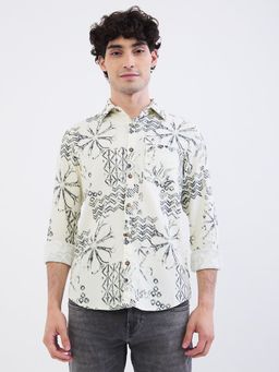 Spykar - Ecru Slim Fit Casual Shirt for Men