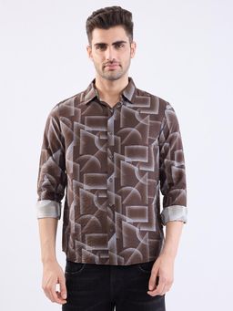 Spykar - Bison Brown Slim Fit Casual Shirt for Men