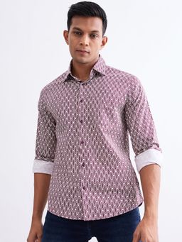 Spykar - Plum Purple Slim Fit Casual Shirt for Men