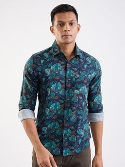 Spykar - Navy Blue Slim Fit Casual Shirt for Men