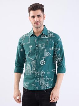 Spykar - Botanical Green Slim Fit Casual Shirt for Men