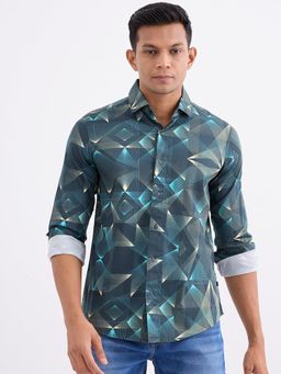 Spykar - Botanical Green Slim Fit Casual Shirt for Men