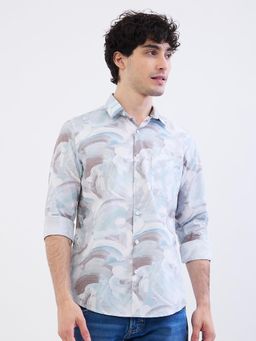 Spykar - Aquatic Blue Slim Fit Casual Shirt for Men