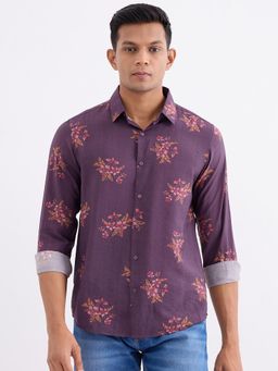 Spykar - Purple Slim Fit Casual Shirt for Men