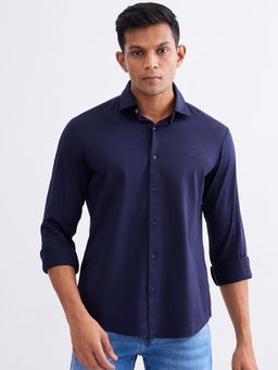Spykar - Navy Blue Slim Fit Casual Shirt for Men