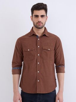 Spykar - Friar Brown Slim Fit Casual Shirt for Men