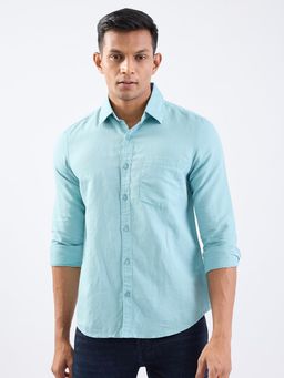 Spykar - Cameo Blue Slim Fit Casual Shirt for Men