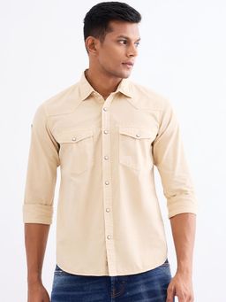 Spykar - Beige Slim Fit Casual Shirt for Men