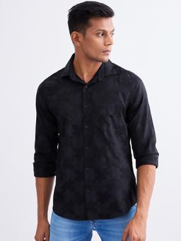 Spykar - Jet Black Slim Fit Casual Shirt for Men