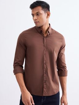 Spykar - Bison Brown Slim Fit Casual Shirt for Men