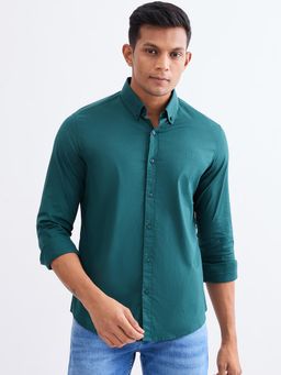 Spykar - Botanical Teal Slim Fit Casual Shirt for Men