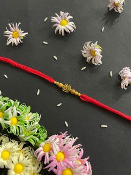 Digital Dress Room - Simple Chandan Rakhi Om Designs Red Thread Rakhi