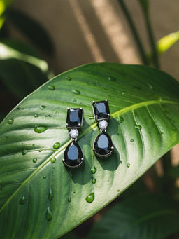 I Jewels - Silver Plated Black Cubic Zirconia Studded Earrings Women