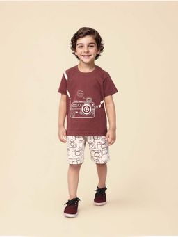 Toonyport - Boy Rust Cotton Printed Shorts & T-shirt (Set of 2)