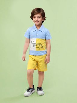 Toonyport - Boy Blue Cotton Printed Shorts & T-shirt (Set of 2)