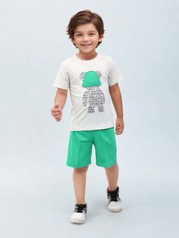 Toonyport - Boy Grey Cotton Printed Shorts & T-shirt (Set of 2)