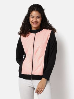 Campus Sutra - Womens Colour-Blocked Cotton Jacket Black