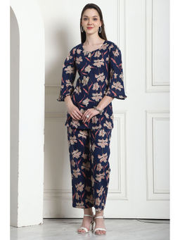 Rajnandini - Womens Blue Pure Cotton Printed Co-ords (Set of 2)