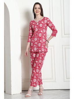 Rajnandini - Womens Pink Pure Cotton Printed Co-ords (Set of 2)