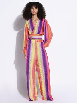 SHOWOFFFF - Women Multi-Color Colorblock Co-Ord (Set of 2)