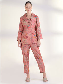 SHOWOFF - Women Peach Floral Co-Ord (Set of 3)