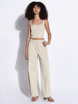 SHOWOFF - Women Beige Solid Co-Ord (Set of 2)