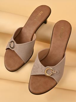 ROCIA - Brown Women Textured Block Heels