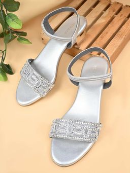 ROCIA - Silver Women Embellished Fancy Block Heels