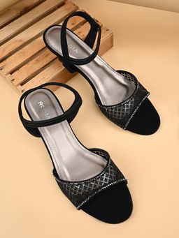 ROCIA - Black Women Fancy Net Kitten Heels
