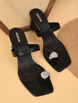 ROCIA - Black Women Diamond Embellished Block Heels