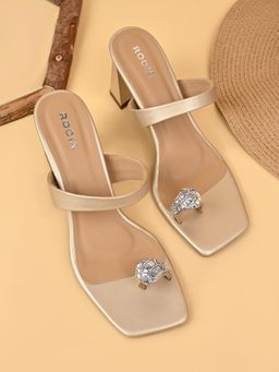 ROCIA - Gold Women Diamond Embellished Block Heels