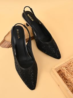 ROCIA - Black Women Diamond Studded Stiletto Heels