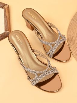 ROCIA - Antique Gold Women Block Heels