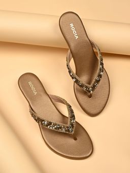 ROCIA - Gold Women Diamond Wedge Heels