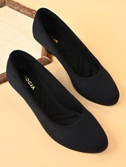 ROCIA - Black Women Round Toe Wedges Heels