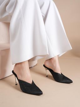 MOZAFIA - Black Women Mules Heels