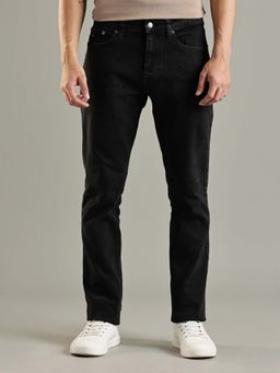 Tommy Hilfiger - Black Cotton Slim Fit Mid Rise Jeans