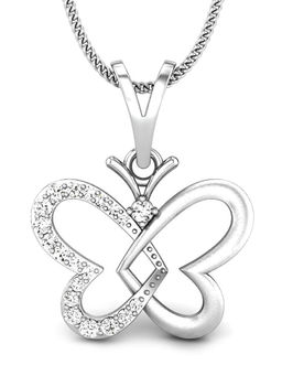 Candere by Kalyan Jewellers - 18K BIS Hallmark White Gold and Diamond Butterfly Pendant