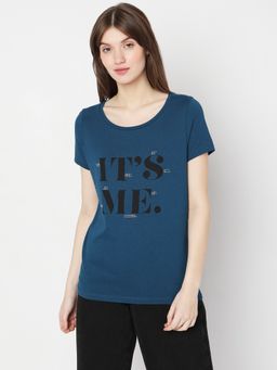 VERO MODA - Women Printed Casual Wear Blue Tshirt