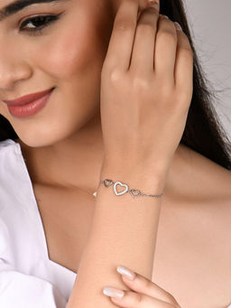 RACHIVA - 925 Sterling Silver Triple Heart Bracelet for Women