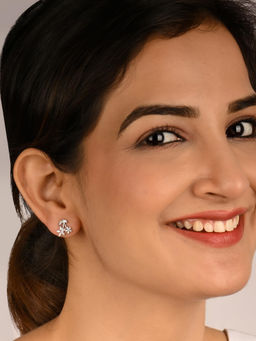 RACHIVA - 925 Sterling Silver Blossom Cz Stud Earrings